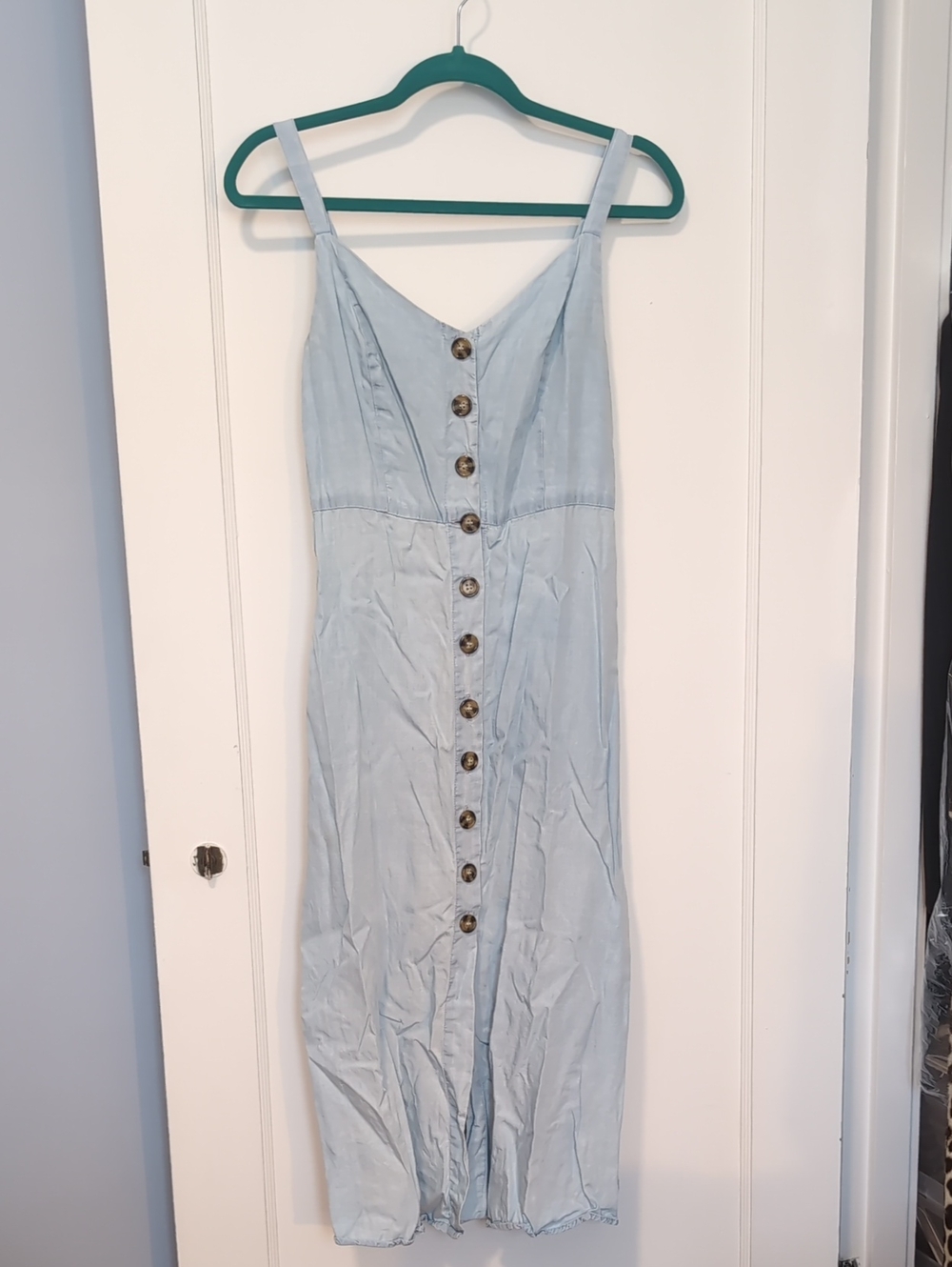 Japna Light Blue Button-Front Midi Dress